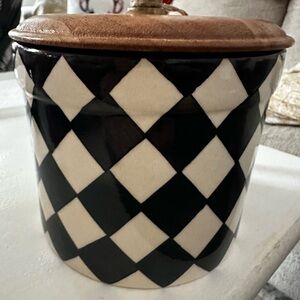 Checkered Black and White Food Storage Jar